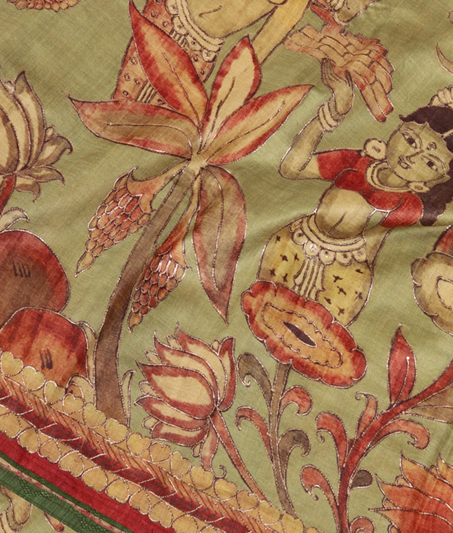 Light Green Tussar Embroidery Saree T268730-image