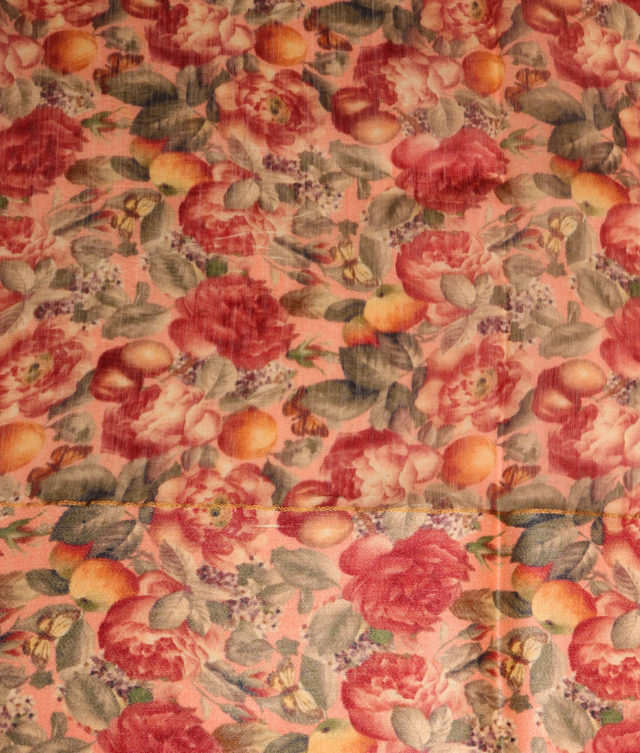 Peach Soft Tussar Printed Saree T2989823