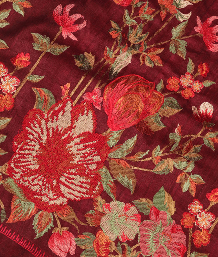 Maroon Tussar Embroidery Saree T277694-image