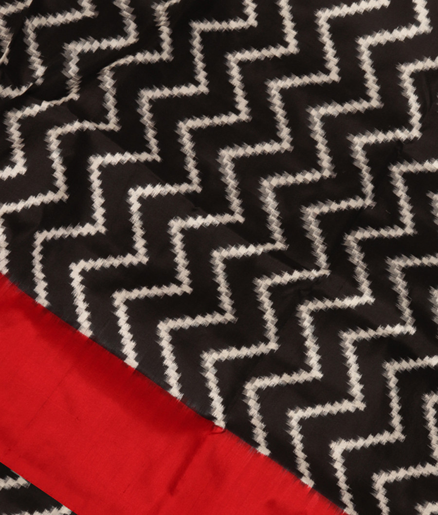 Black Ikat Silk Saree T234379-image