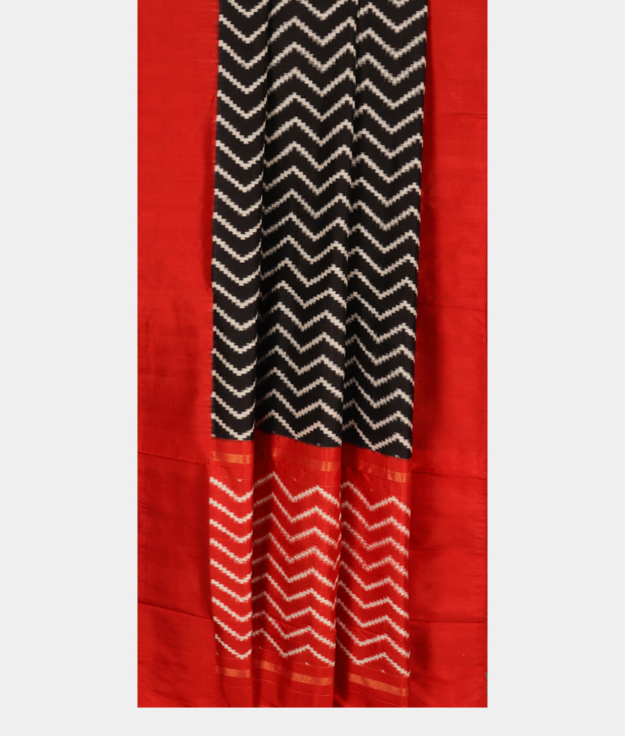 Black Ikat Silk Saree T2343792