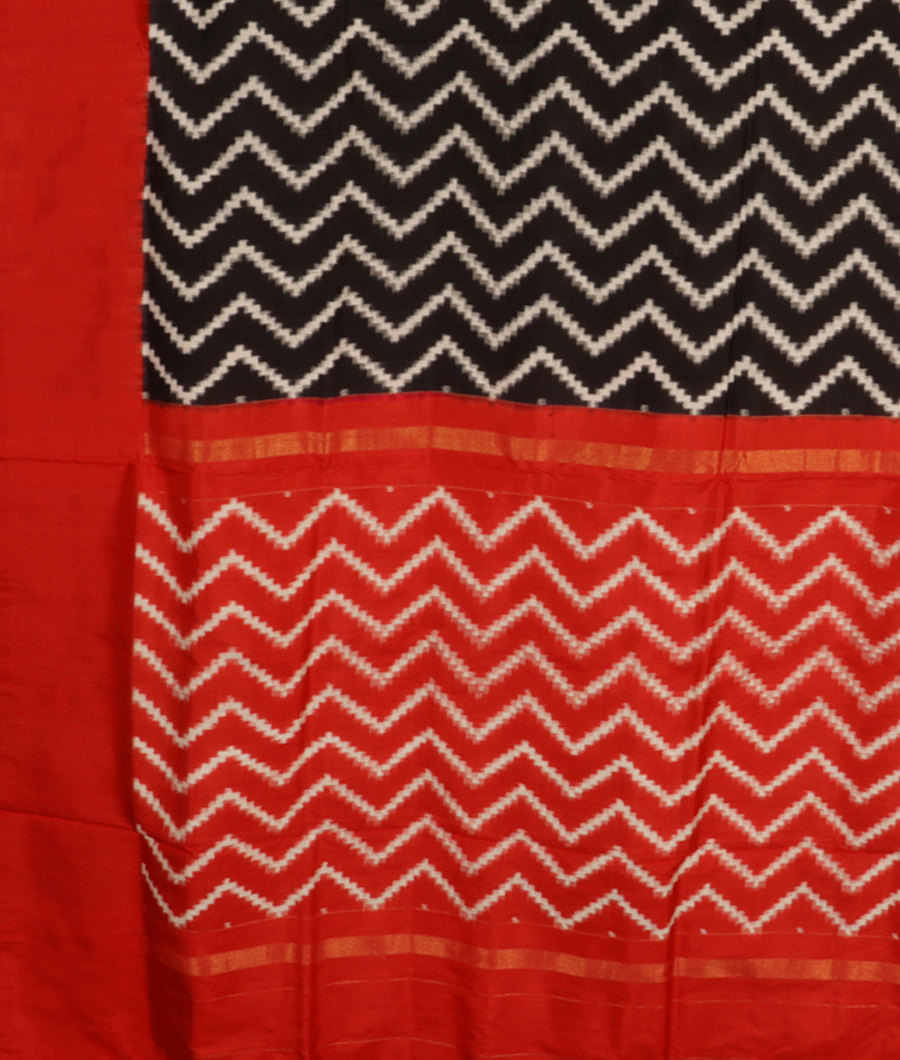 Black Ikat Silk Saree T2343794