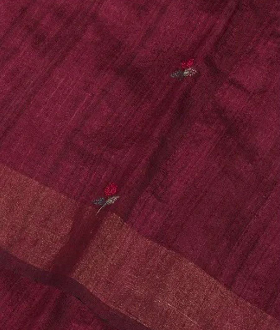 Purple Tussar Embroidery Saree T269200-image