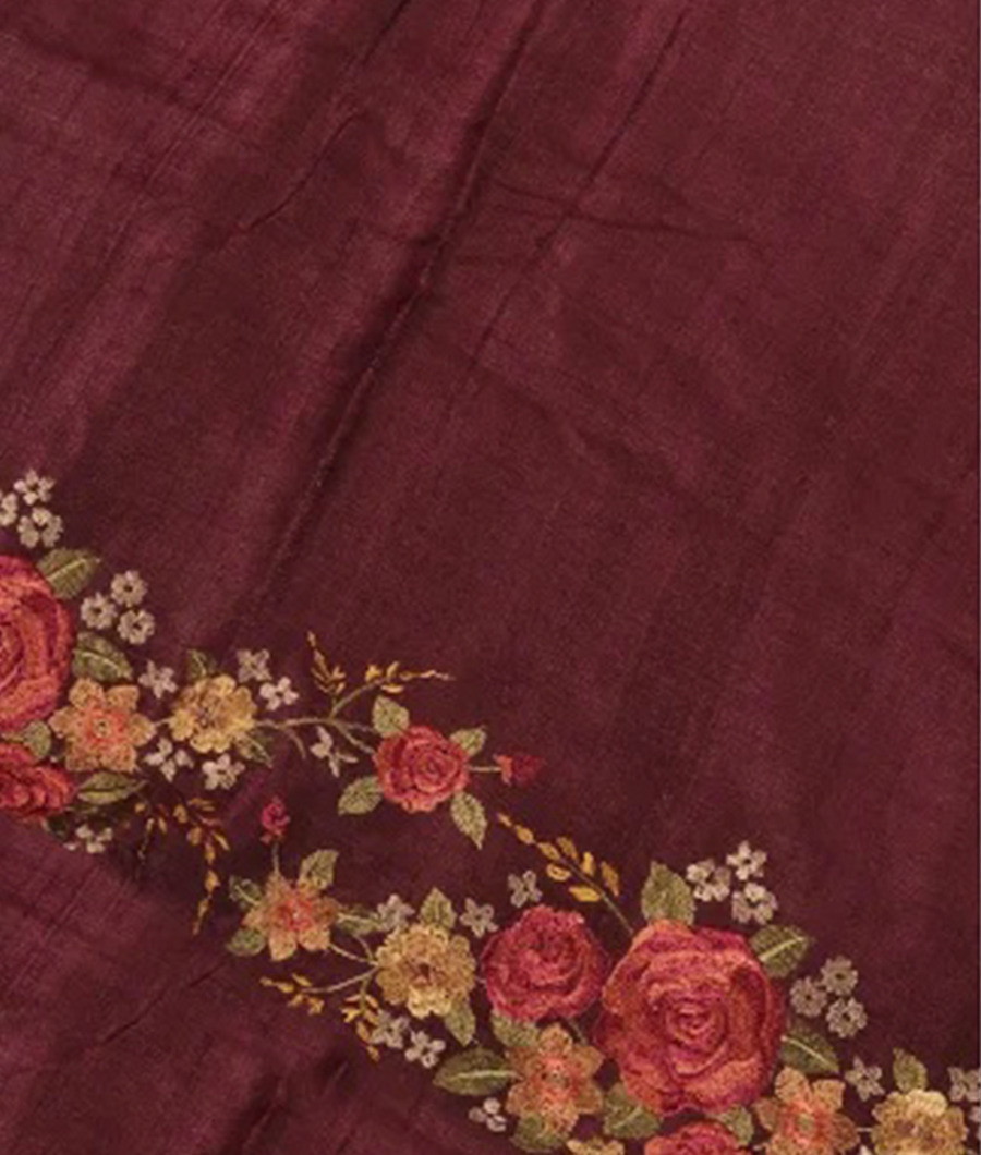 Purple Tussar Embroidery Saree T277719-image