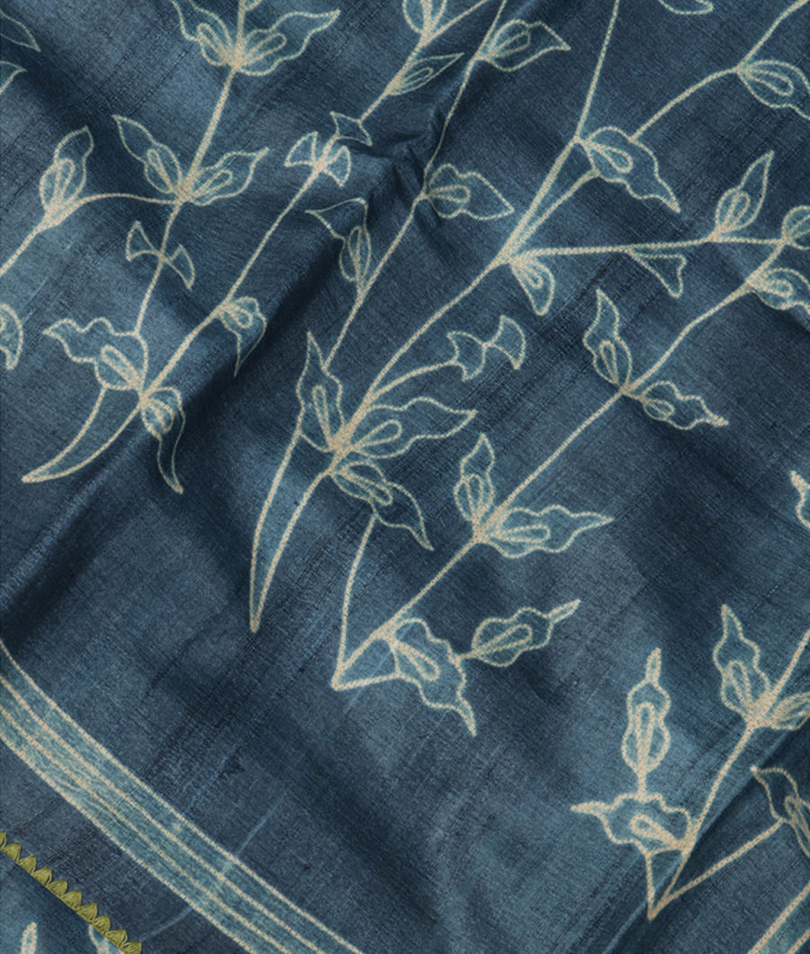 Blue Tussar Printed Saree T282171-image