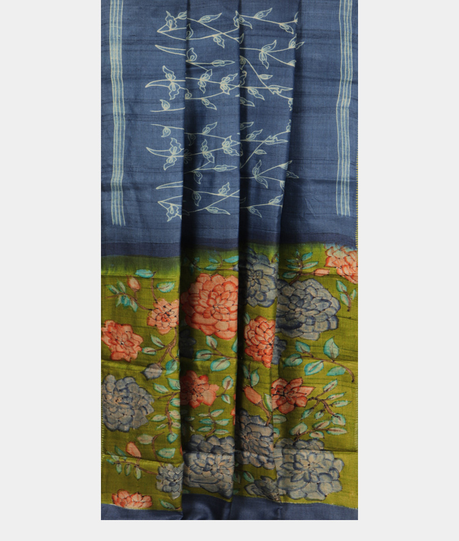 Blue Tussar Printed Saree T2821712