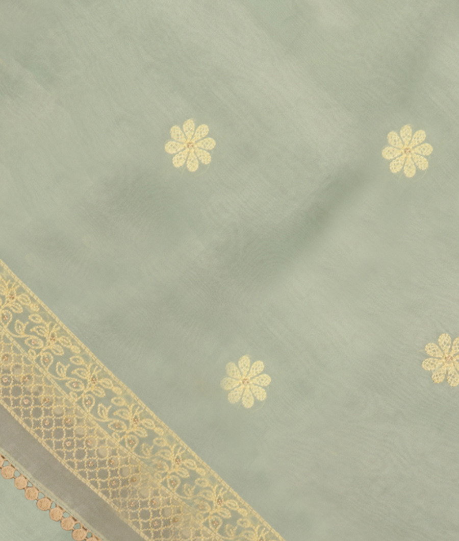 Blue Kora Organza Embroidery Saree T259825-image