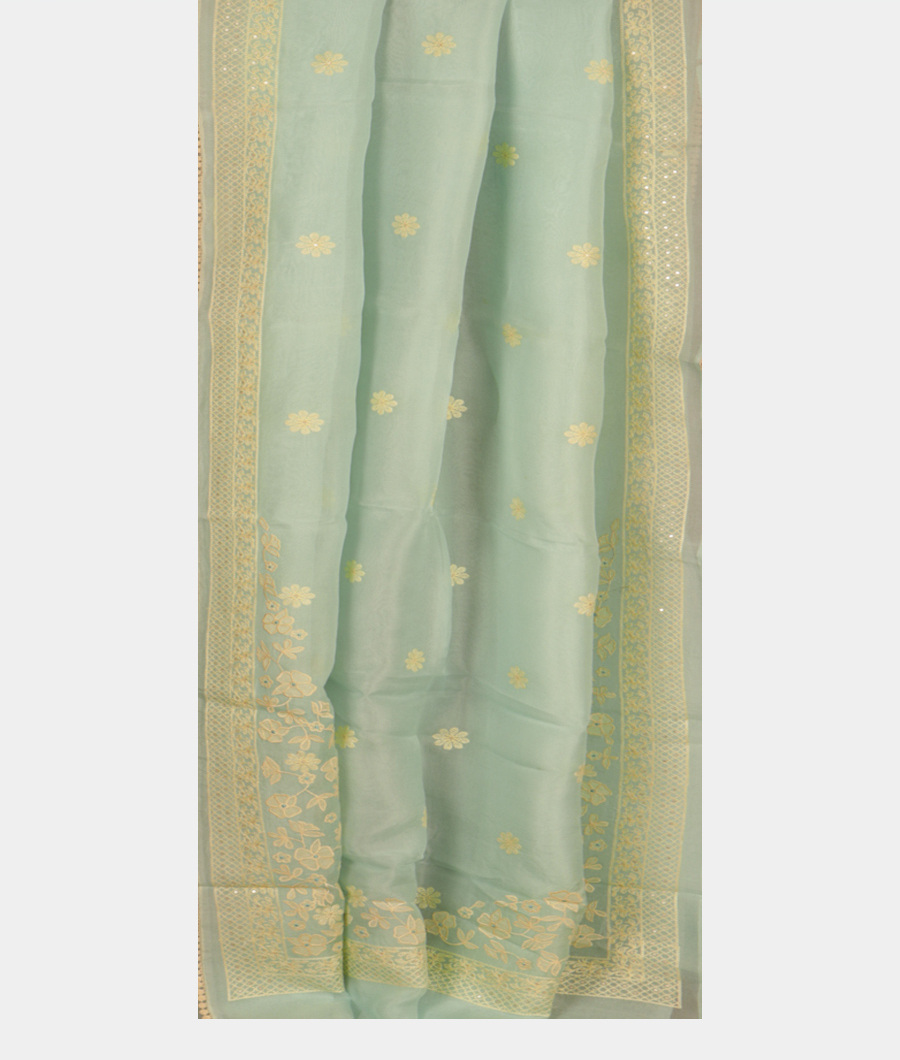Blue Kora Organza Embroidery Saree T2598252
