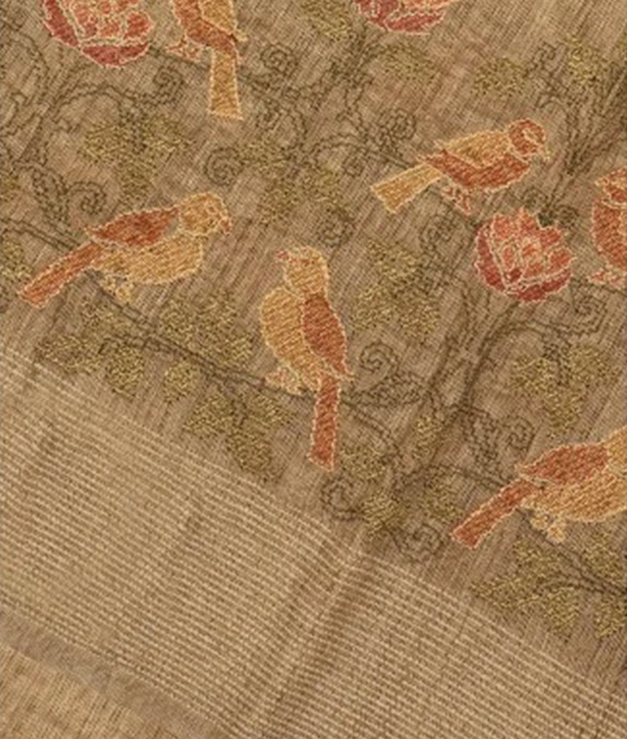 Beige Tussar Embroidery Saree T269744-image