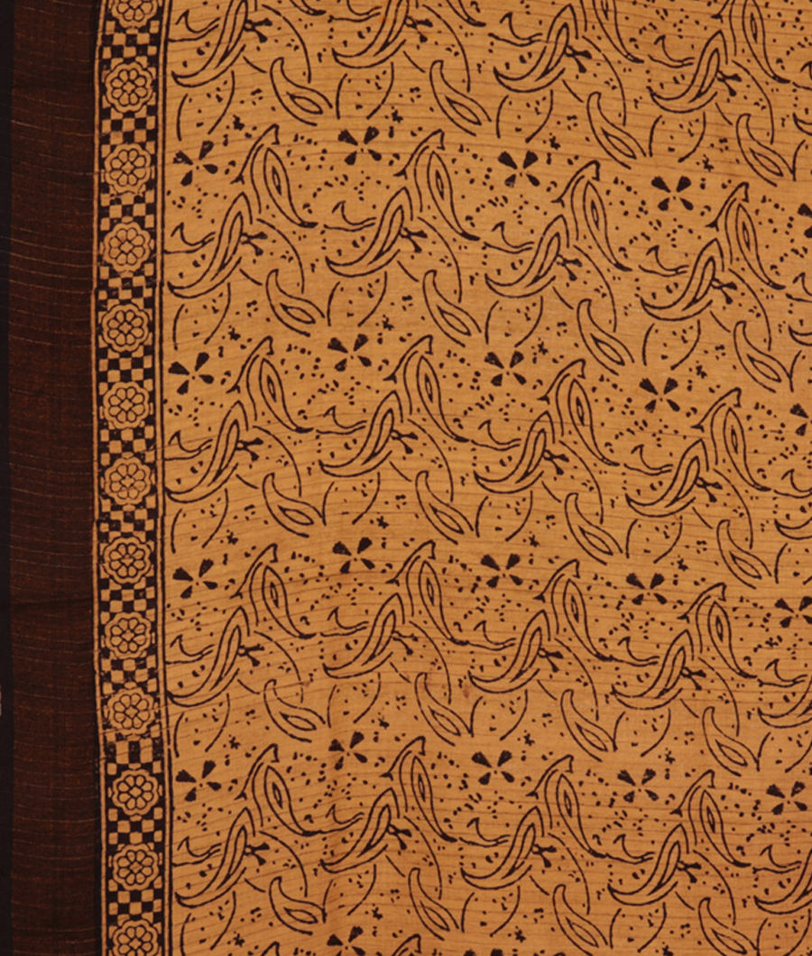 Brown Tussar Printed Saree T2745113