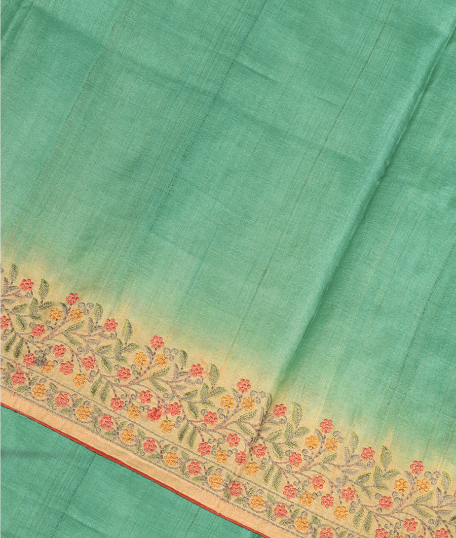 Light Blue Tussar Embroidery Saree  T268811-image