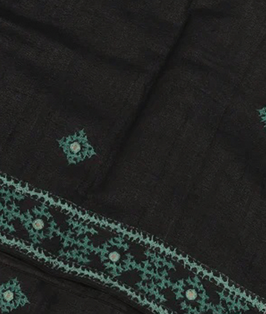 Black Tussar Embroidery Saree T269099-image
