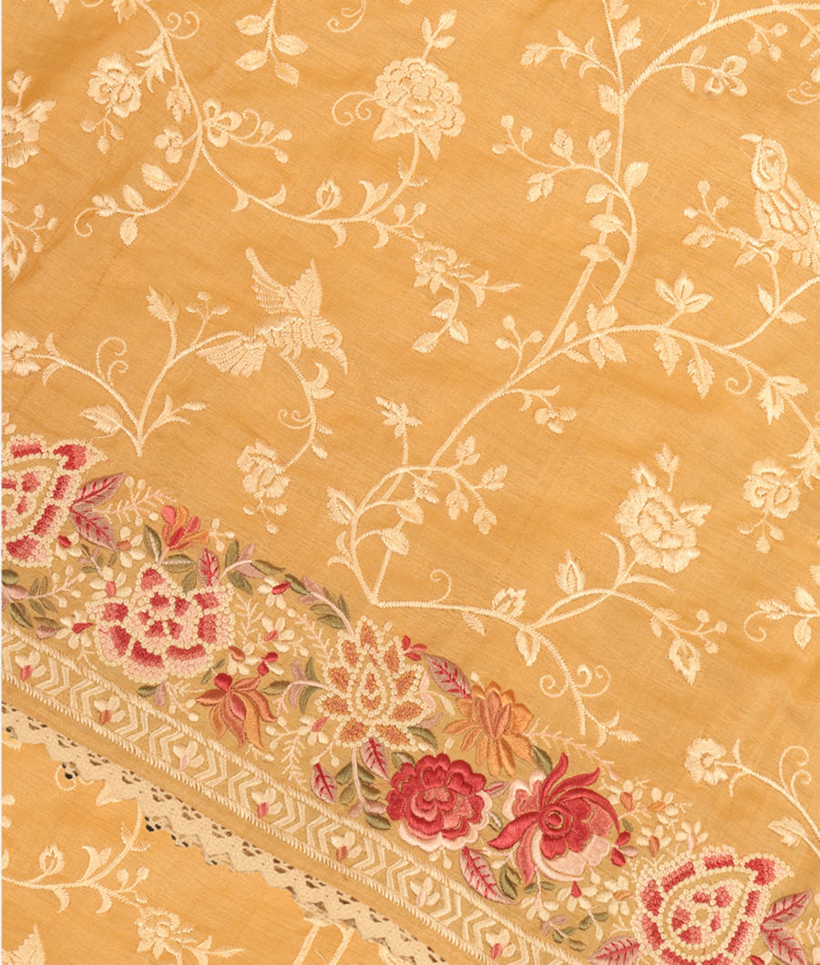 Beige Tussar Embroidery Saree T290400-image