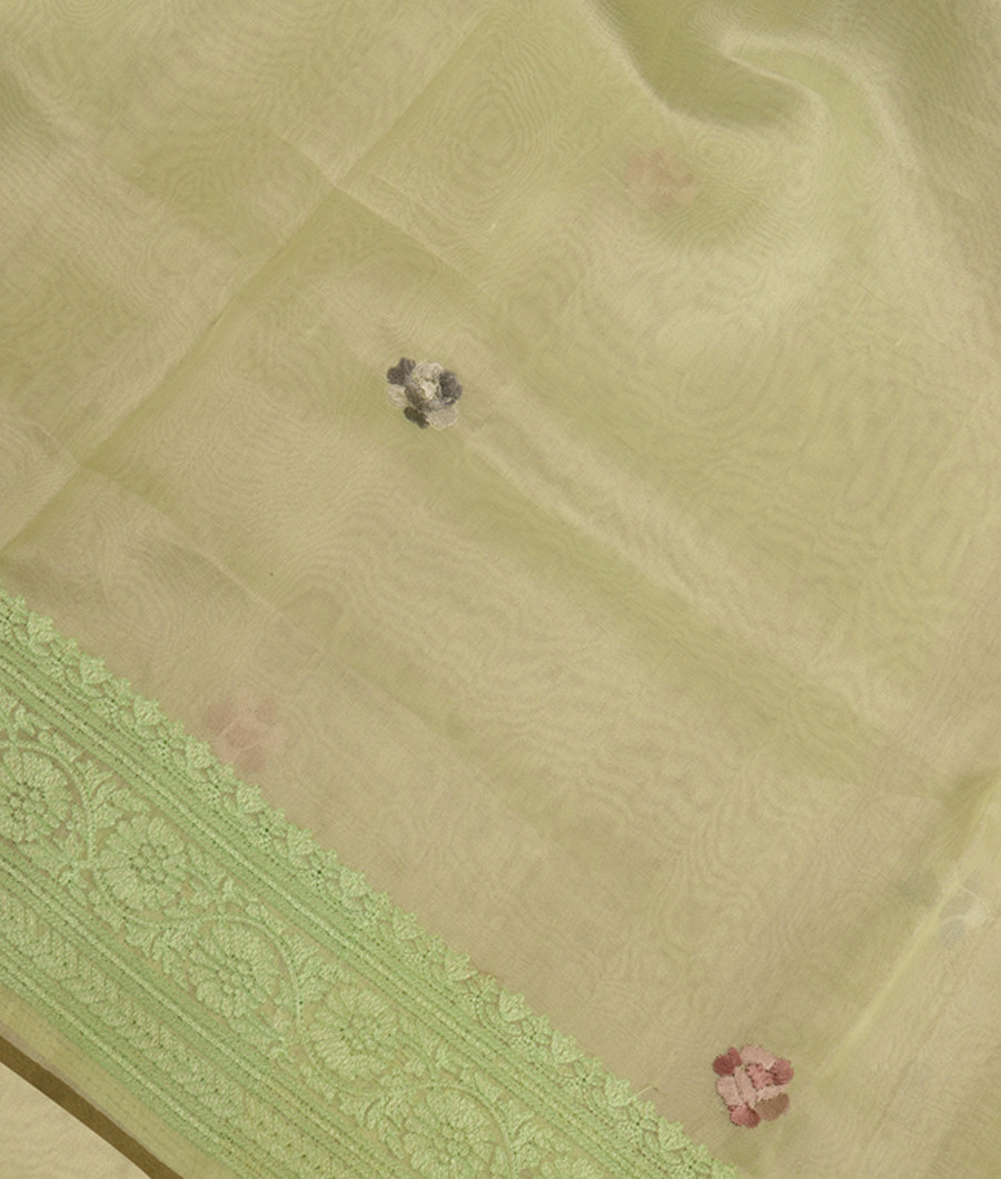 Green Silk Kota Embroidery Saree T158104-image