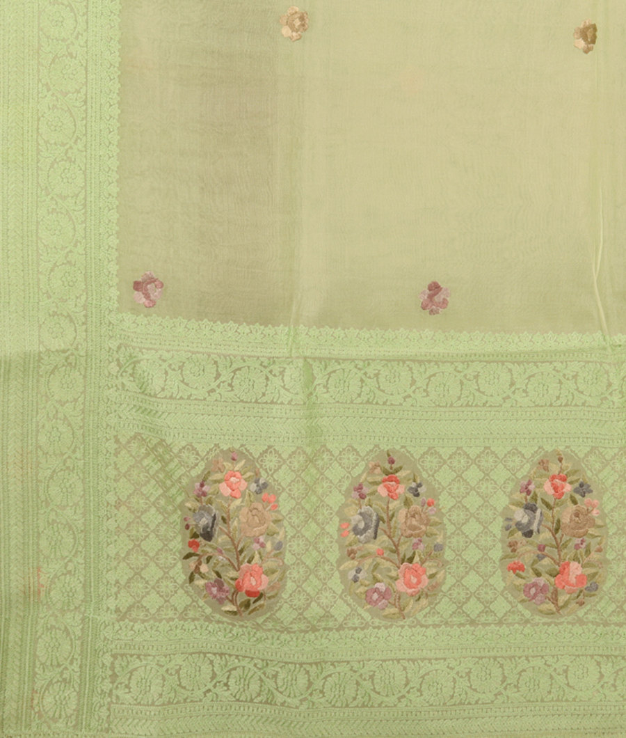 Green Silk Kota Embroidery Saree T1581044