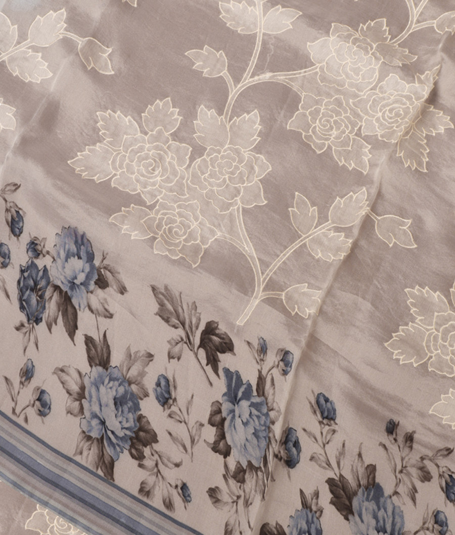 Off-White Kora Organza Printed Saree T287453-image