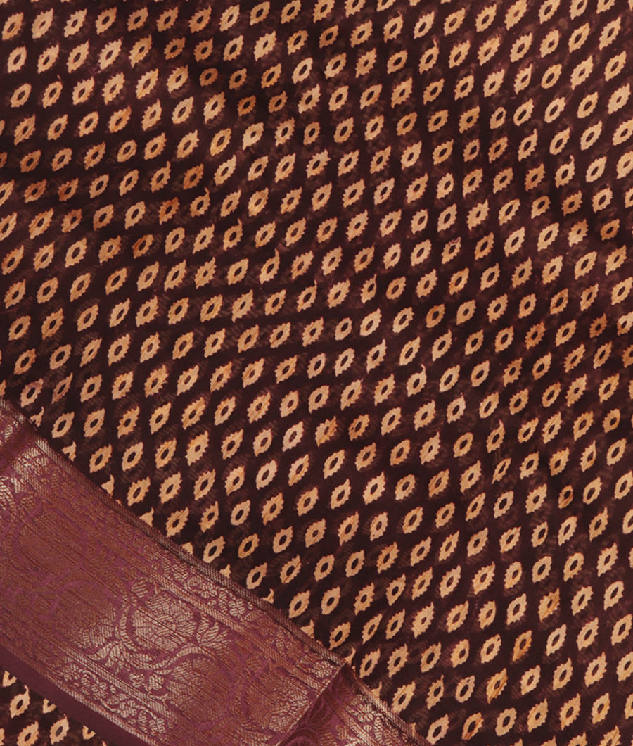 Dark Brown Soft printed Cotton Saree T270361-image
