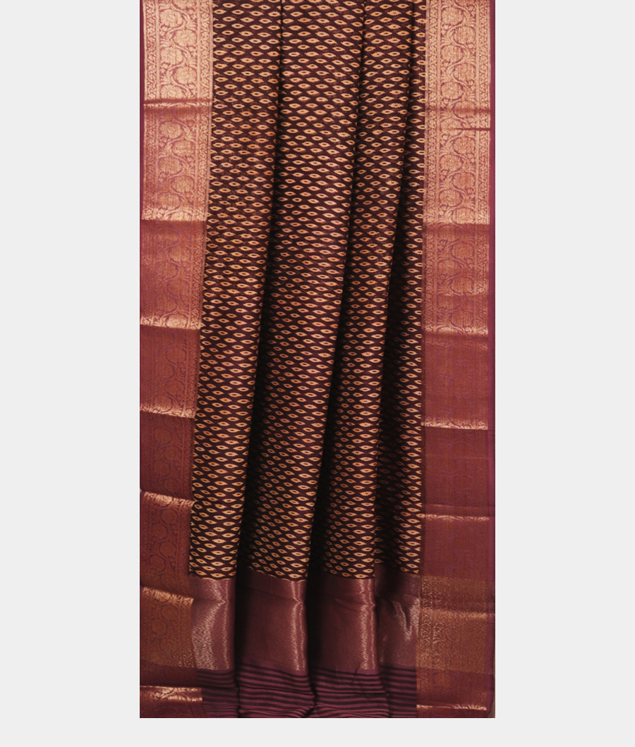 Dark Brown Soft printed Cotton Saree T2703612