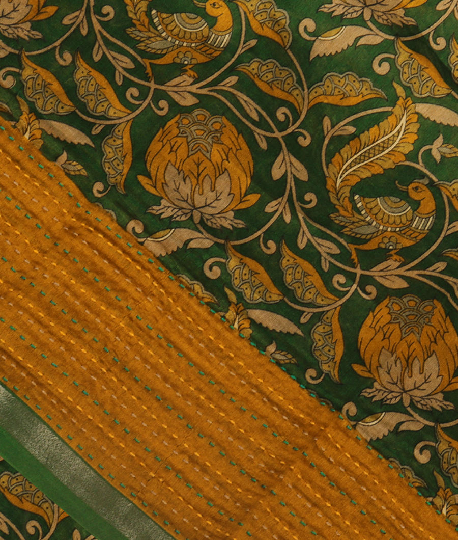 Green Soft Printed Cotton Saree T274695-image