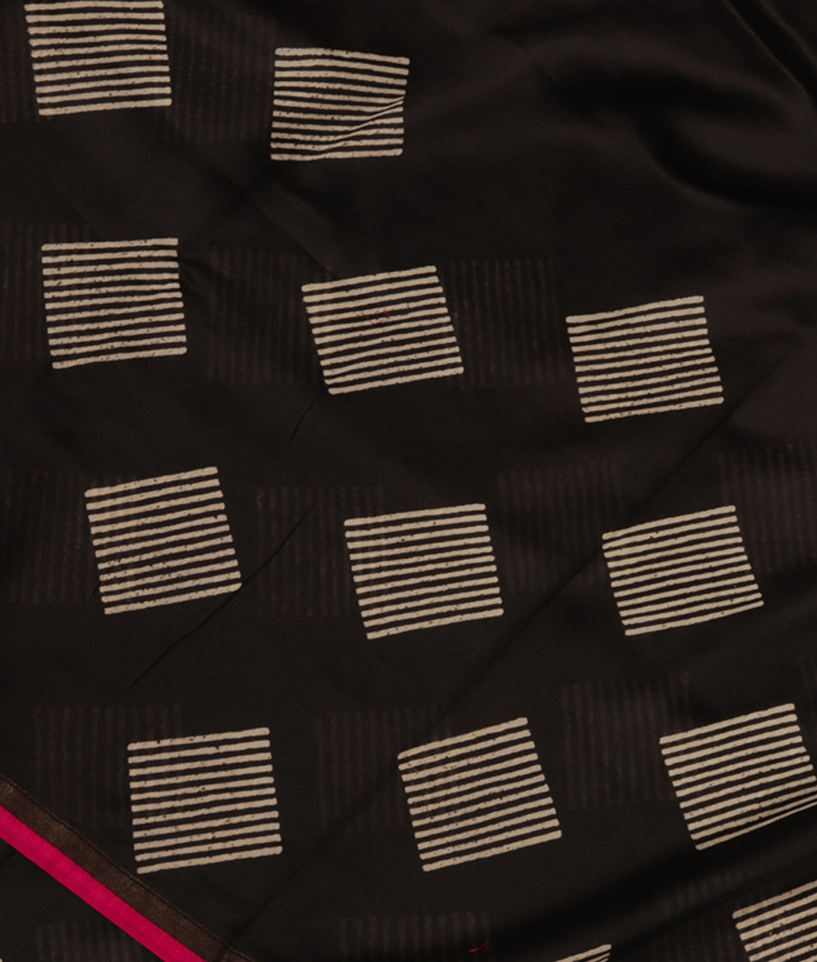 Black Soft Printed Cotton Saree T277491-image