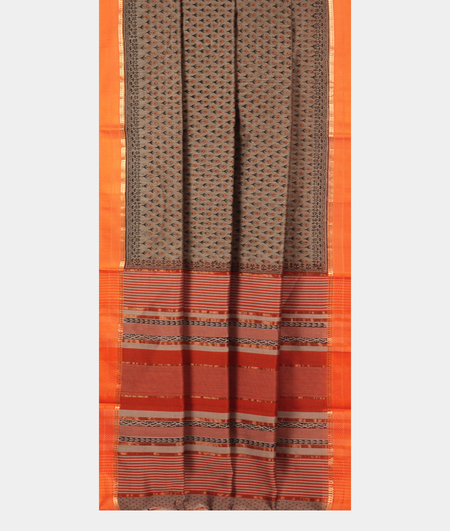 Grey Maheshwari Printed Cotton Saree T2853922