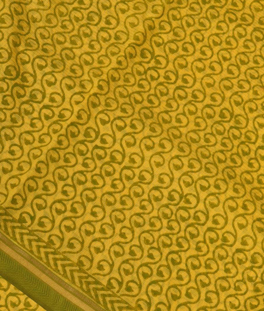 Yellow Maheshwari Printed Cotton Saree T285395-image