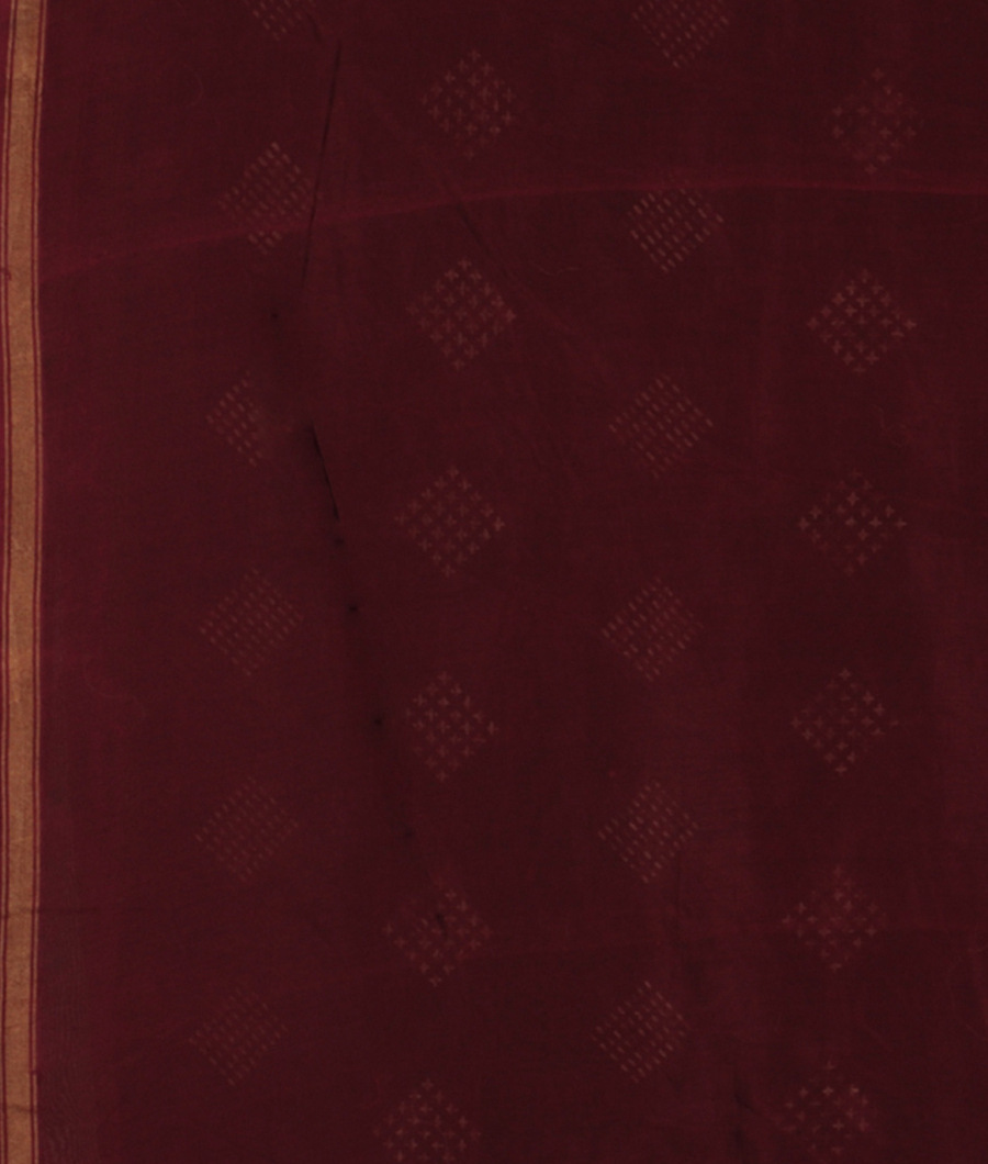 Burgundy Soft Printed Cotton Saree T2809643