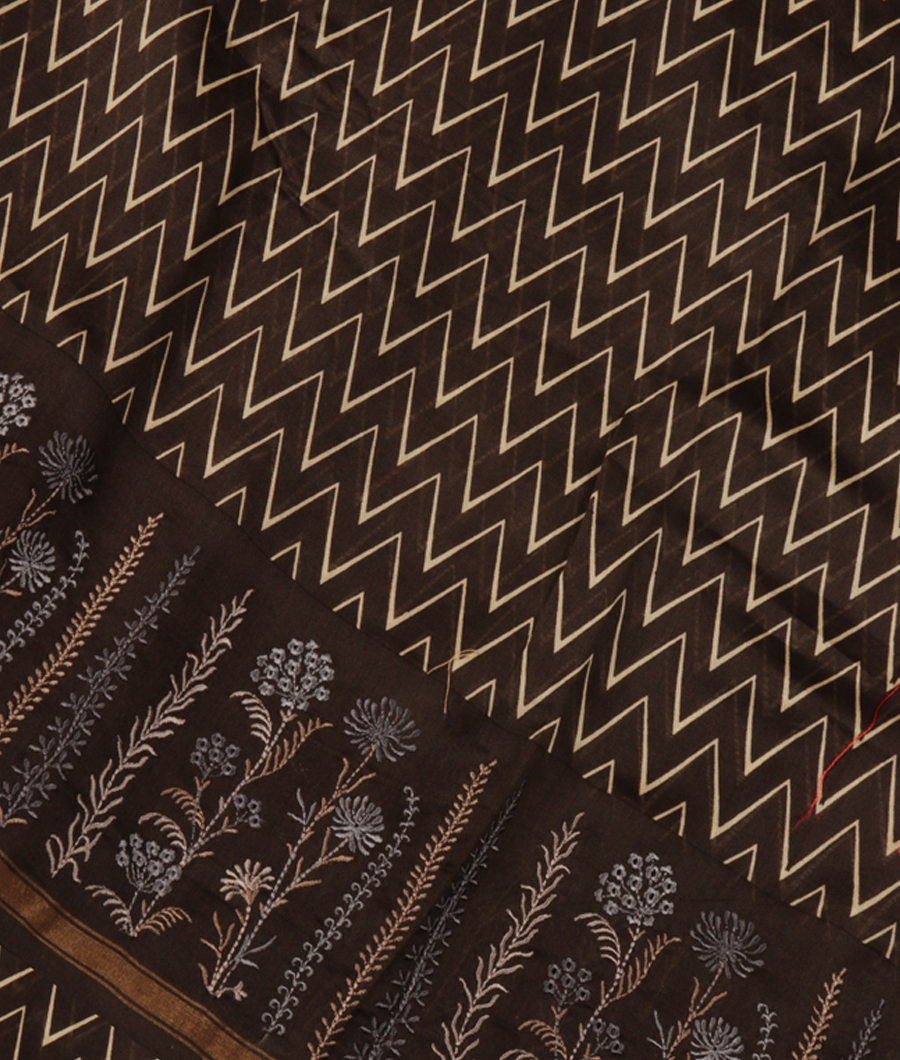 Dark Grey Soft Printed Cotton Saree T278213-image