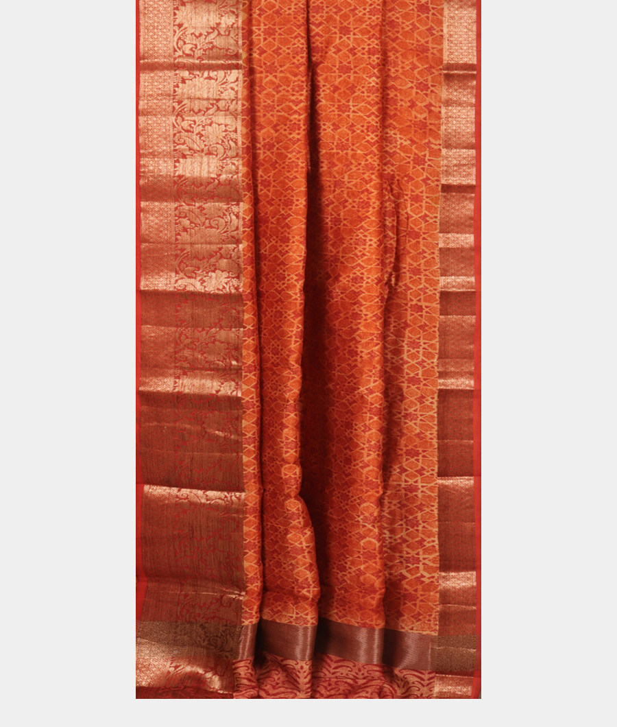 Rust Soft Printed Cotton Saree T2537532