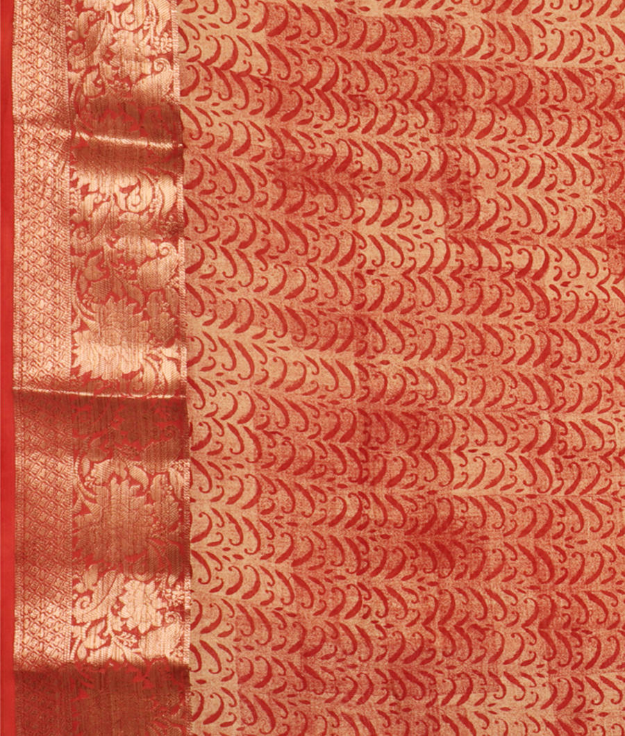 Rust Soft Printed Cotton Saree T2537533
