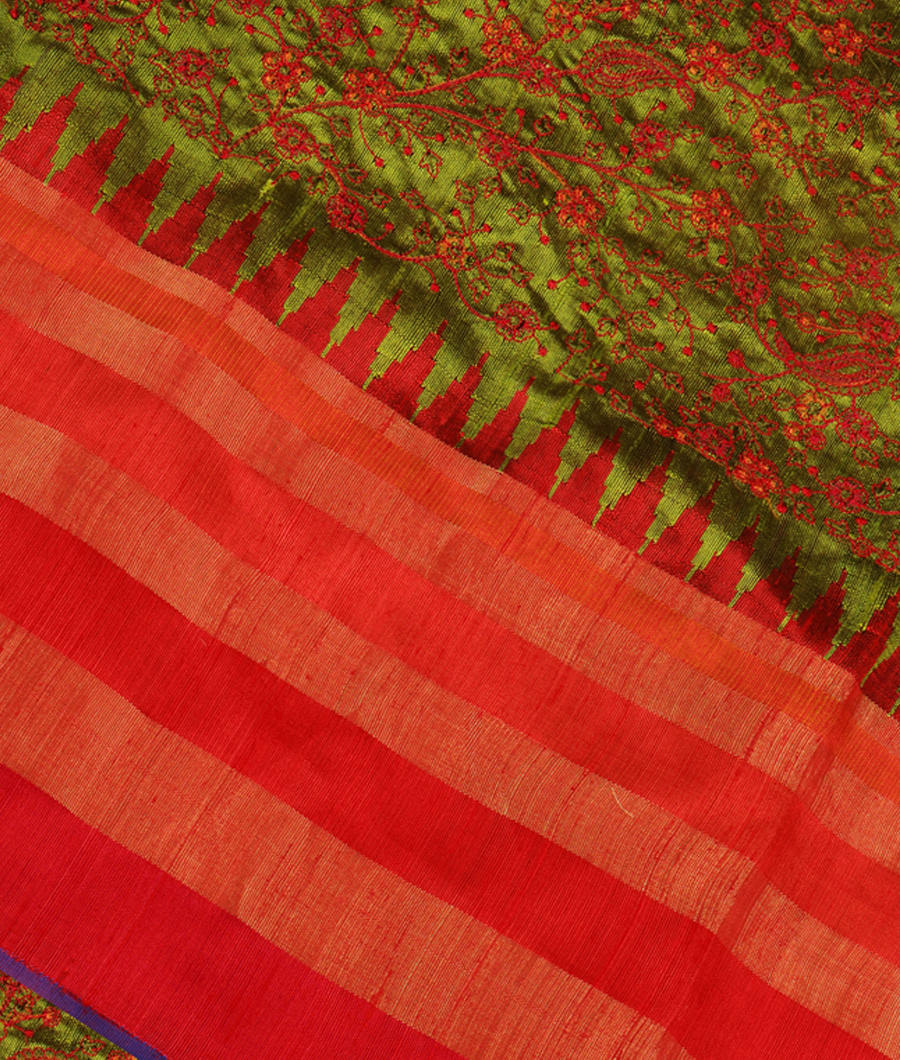 Green Tussar Embroidery Saree T286664-image