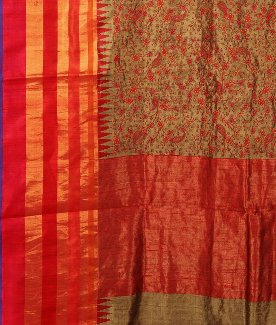 khaki-brown-tussar-embroidery-saree-t286662-t286662-d