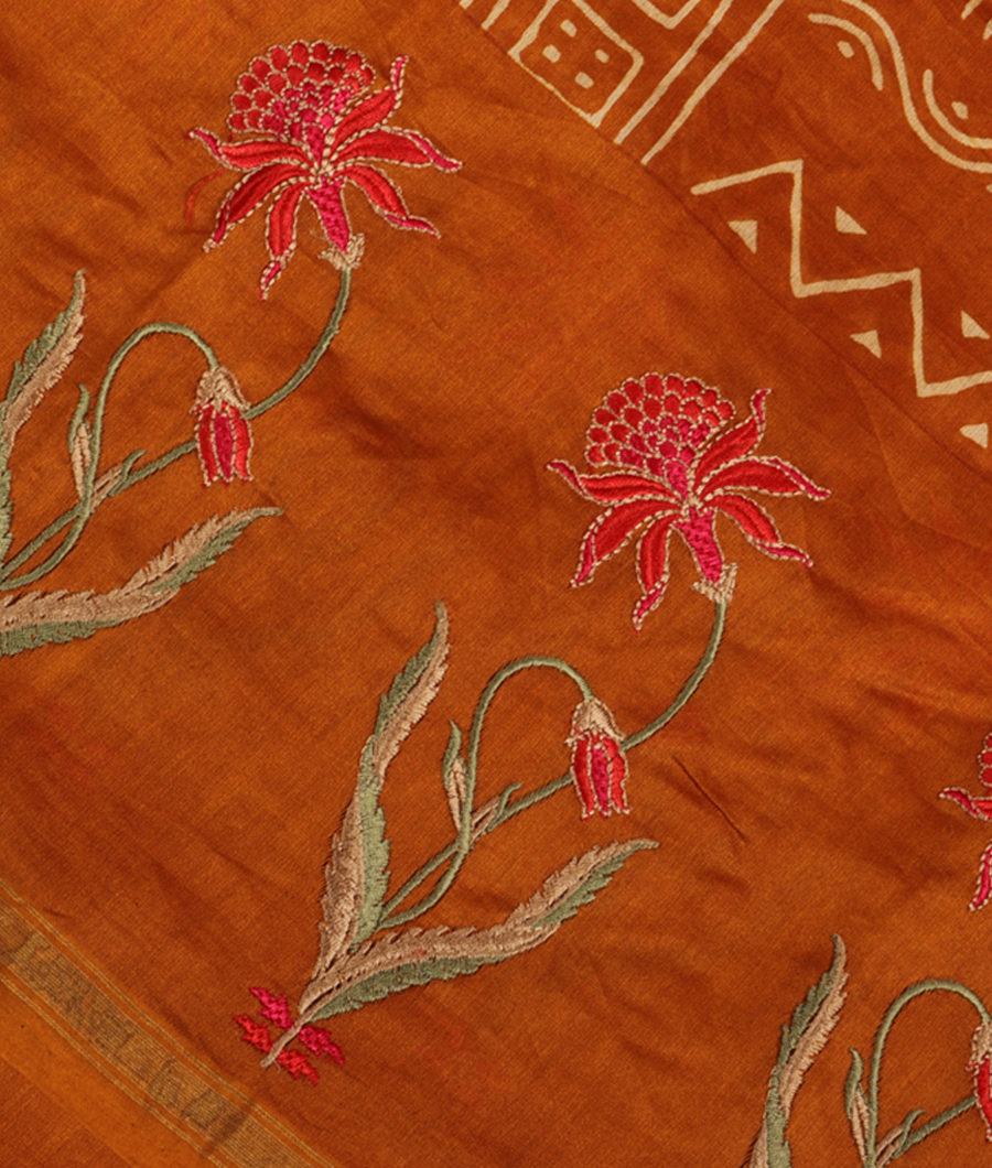 Yellow Soft Printed Cotton Saree T278189-image