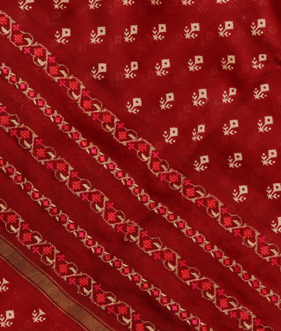 Maroon Soft Printed Cotton Saree T280960-image