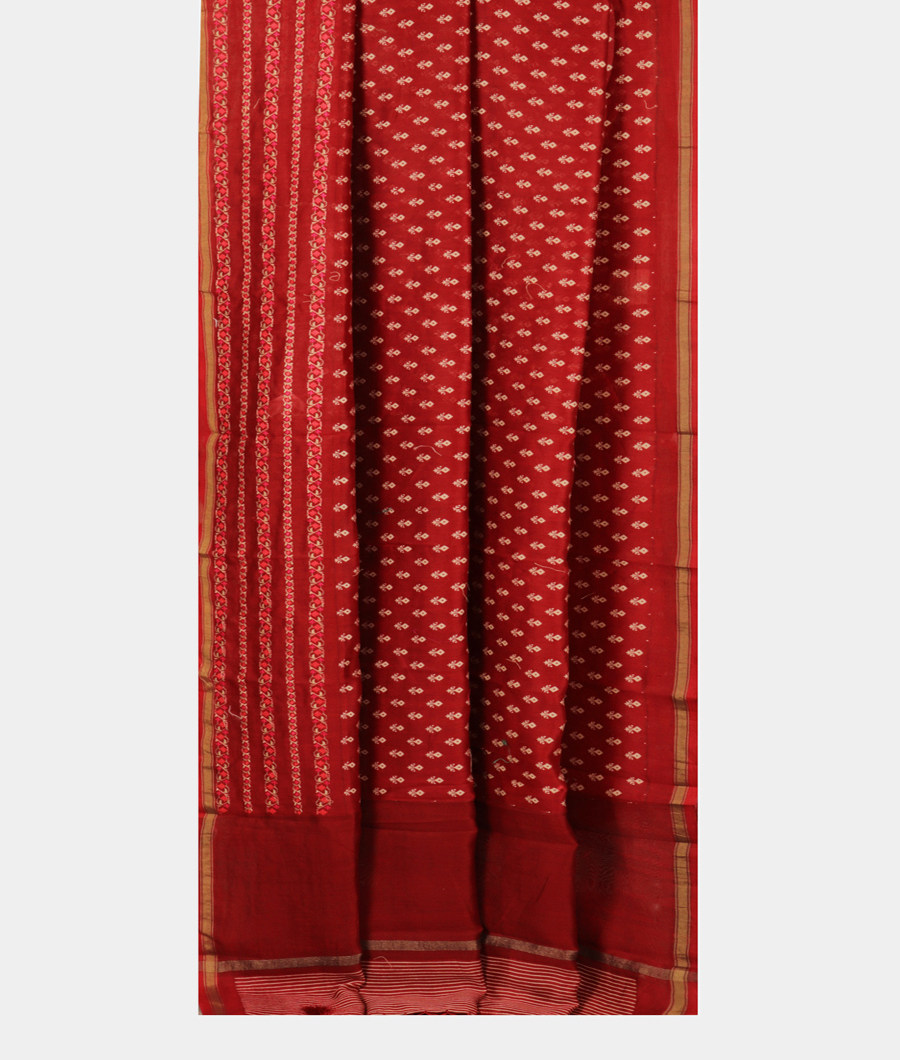 Maroon Soft Printed Cotton Saree T2809602