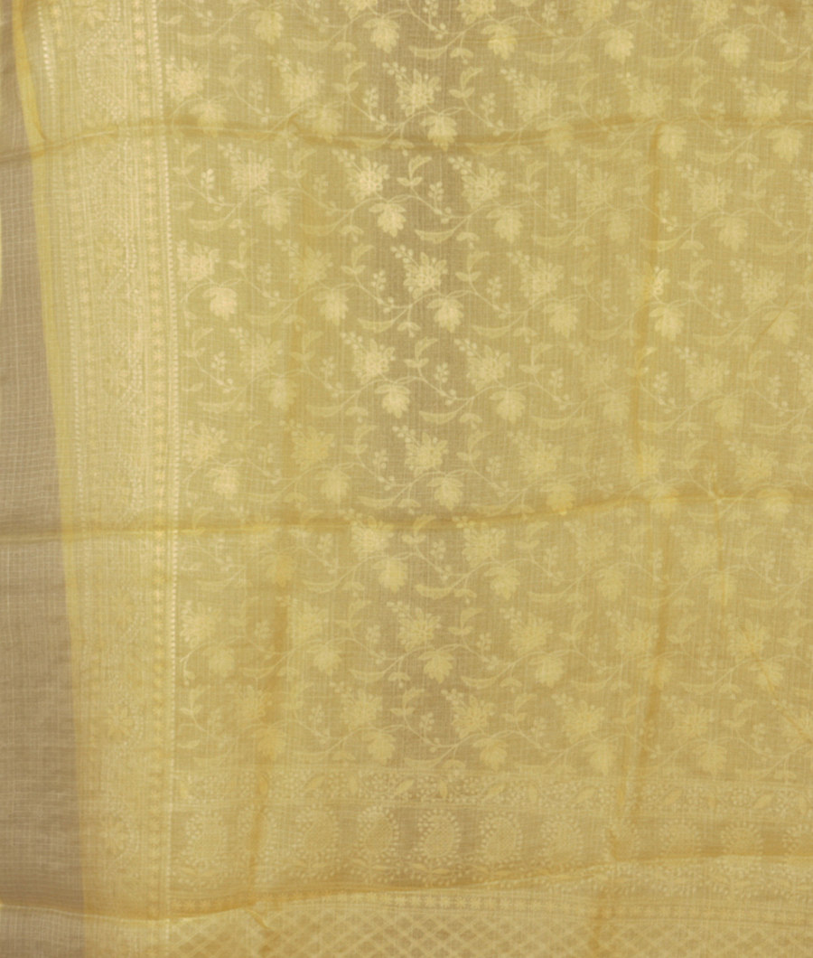 Yellow Silk Kota Embroidery Saree  T2365603