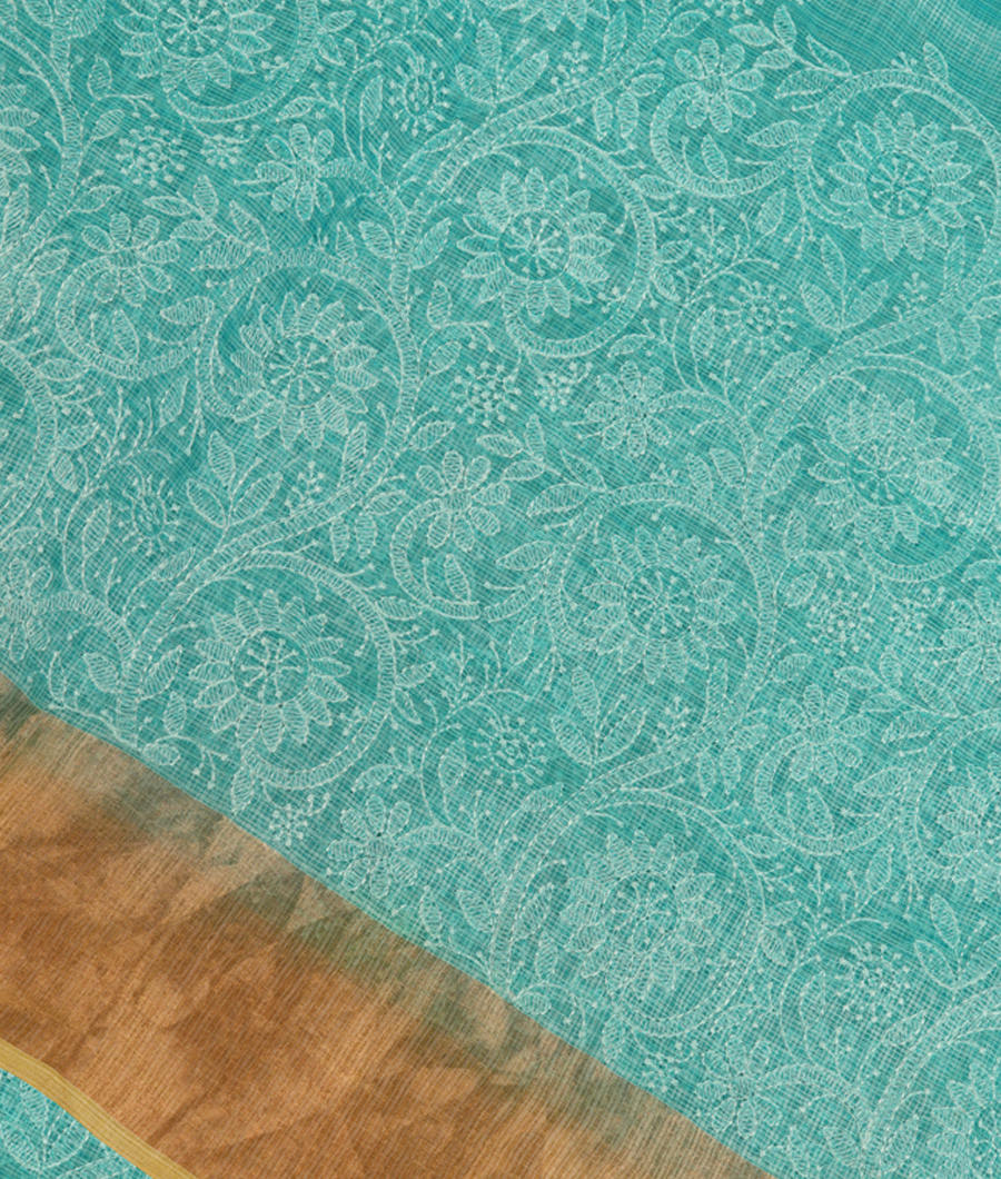 Blue Silk Kota Embroidery Saree T286674-image