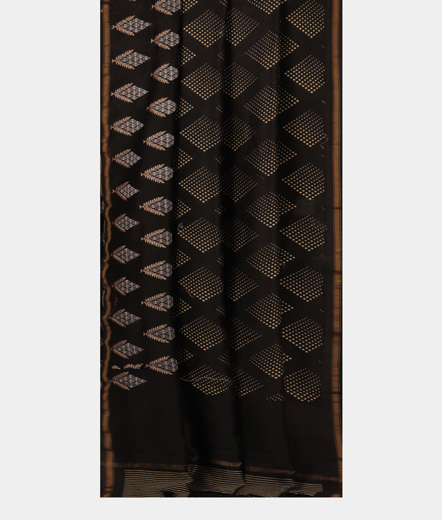 Black Soft Printed Cotton Saree T2781952