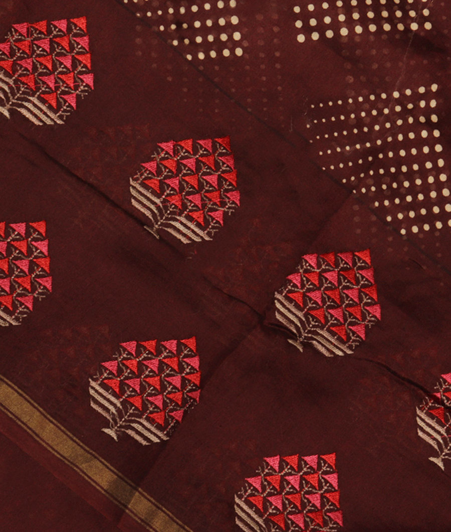 Deep Brown Soft Printed Cotton Saree T278204-image