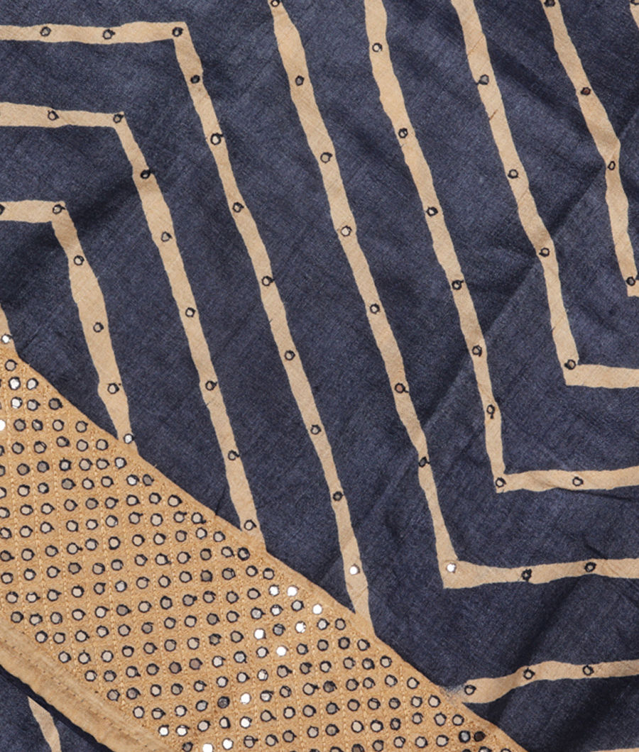 Blue Tussar Embroidery Saree T268734-image