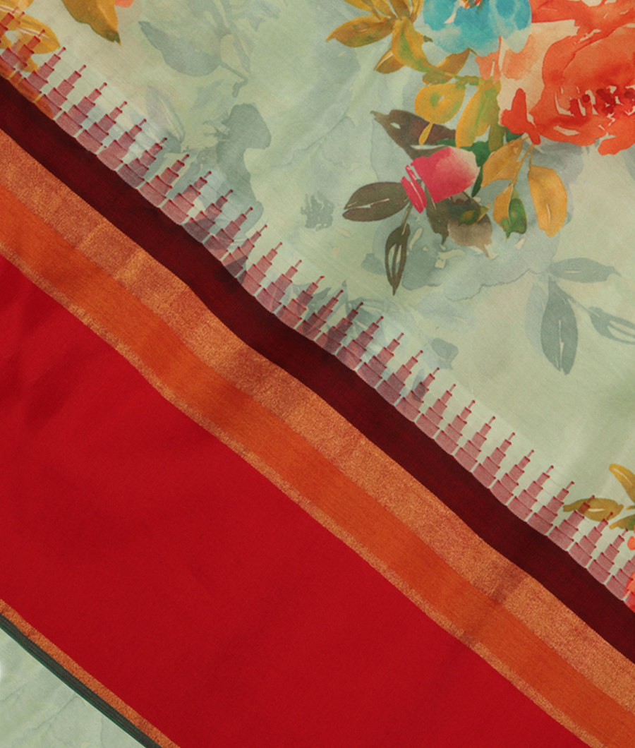 Green Printed Soft Silk Saree T283148-image