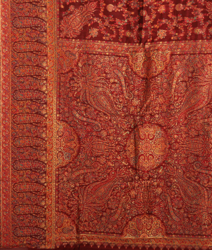 Maroon Cashmere Kani Silk Saree T2851534