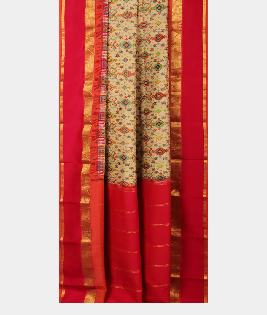 Off-White Printed Soft Silk Saree T2591052
