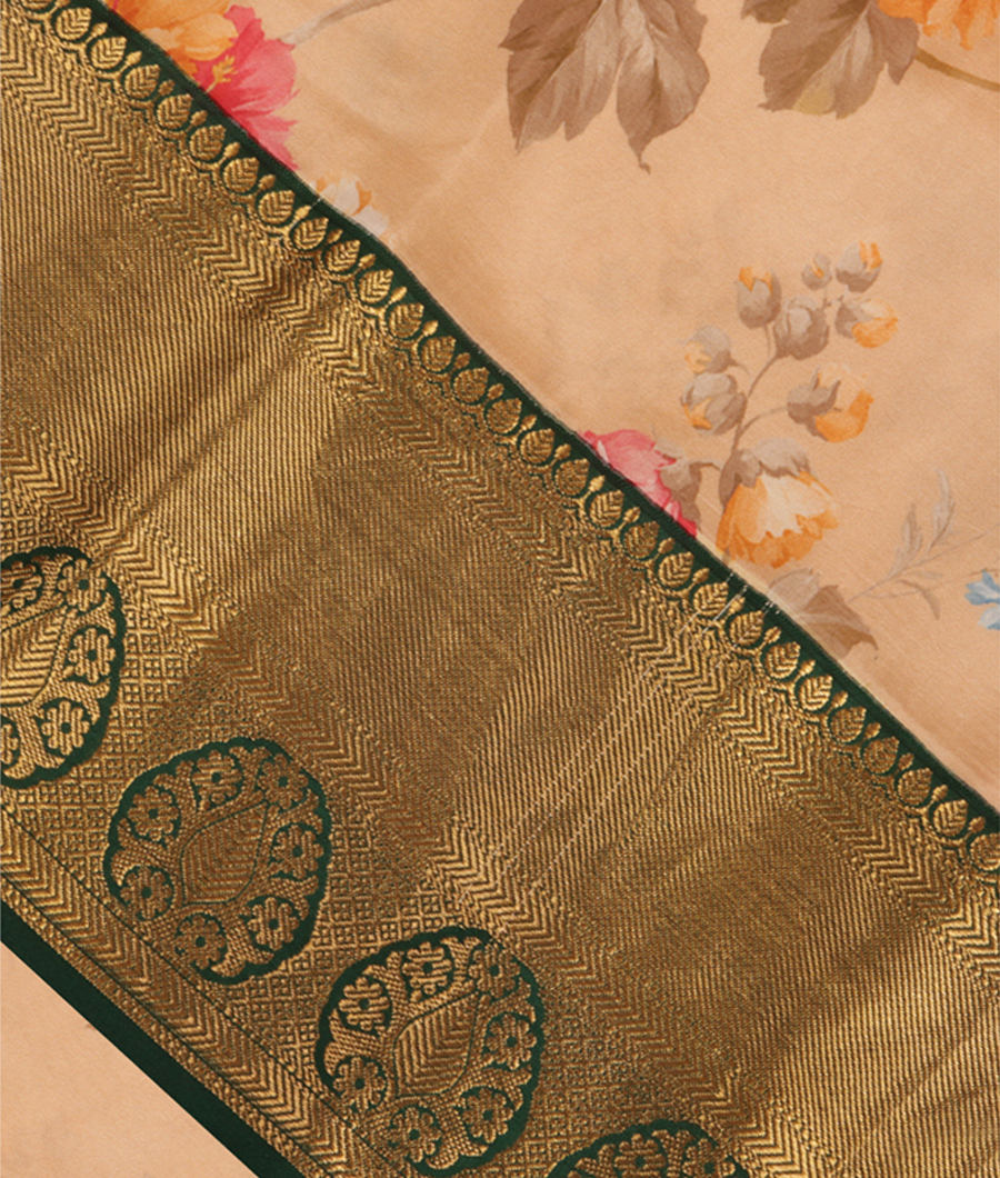 Beige Printed Soft Silk Saree T283134-image
