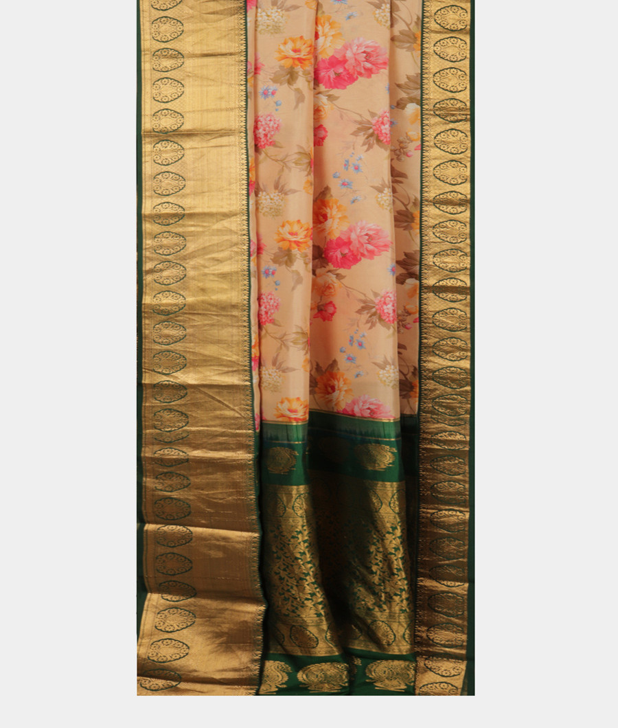 Beige Printed Soft Silk Saree T2831342