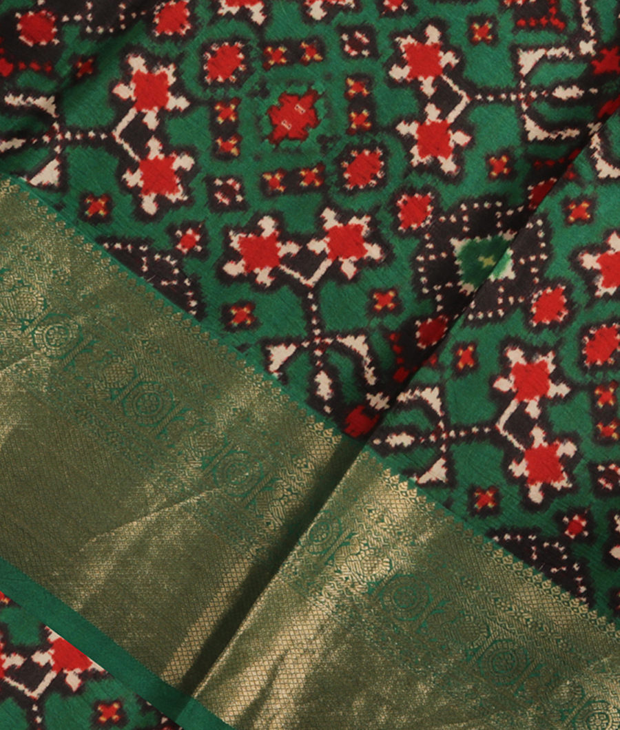 Green Printed Soft Silk Saree T224449-image