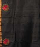 Dark Grey Tussar Embroidery Saree T2877293