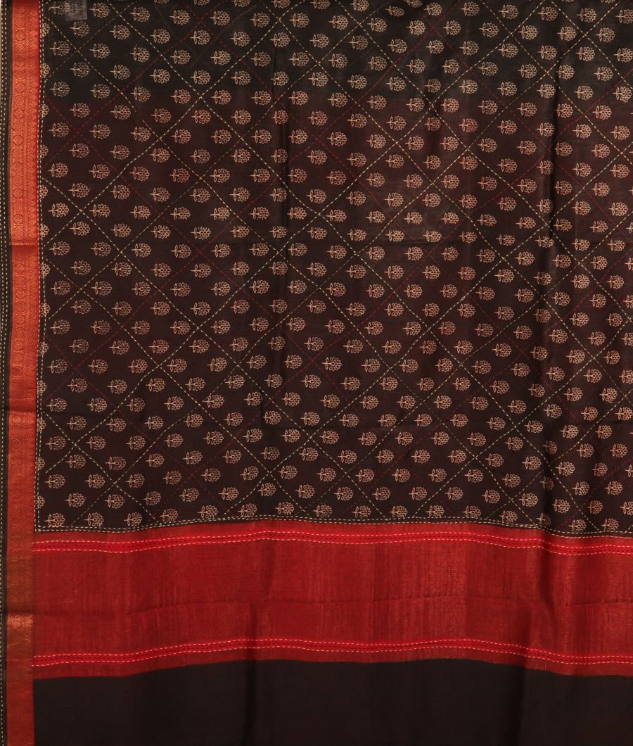 Black Soft Tussar Printed Saree T2952944