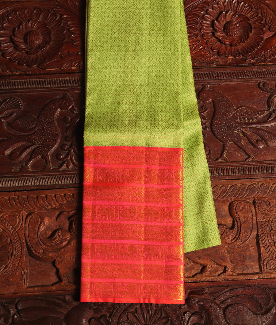 Green Handwoven Kanjivaram Silk Pavadai T278655-image