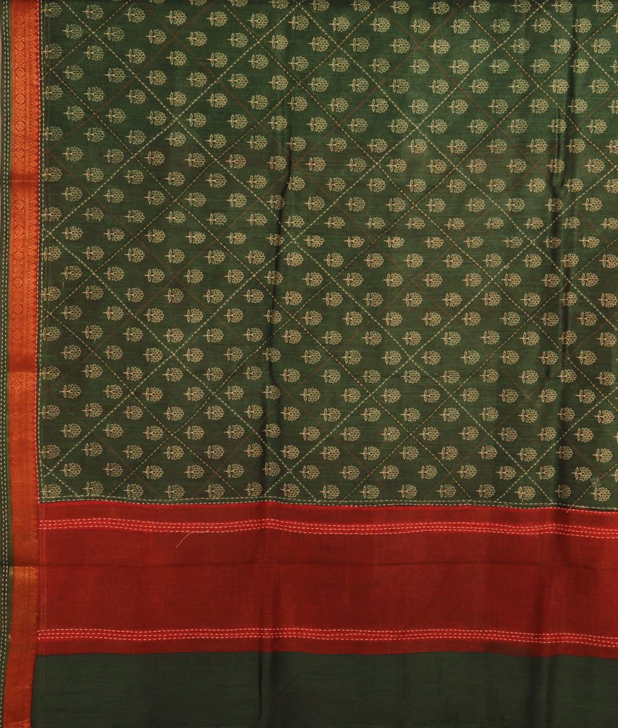 Green Soft Tussar Printed Saree T2952544